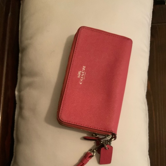 Pink Coach Wristlet with Silver Hardware - Picture 1 of 4